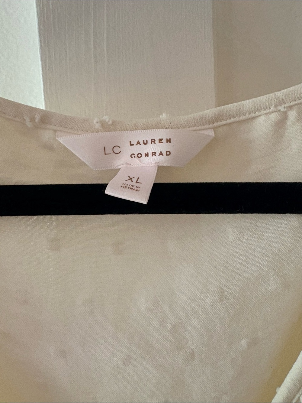 LC Lauren Conrad Ivory Ruffle V-Neck Swiss Dot Blouse - Picture 9 of 11